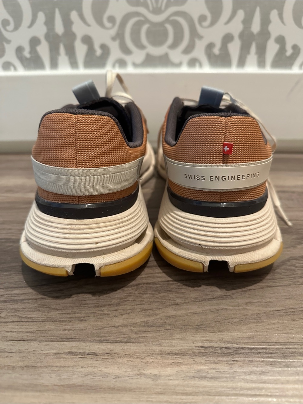 On Running Women's Athletic Shoes in Rust/Brick Orange and White - Picture 3 of 6